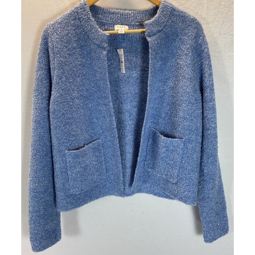 NEW J CREW Cardigan Women's wool Alpaca blend Sweater Open Front Size SM Blue‎